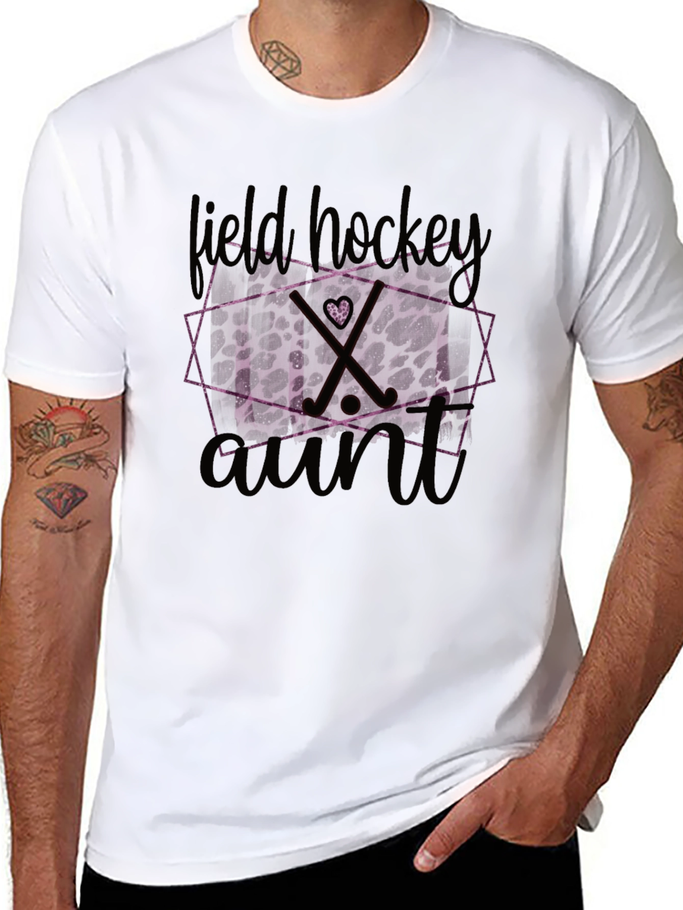 Field Hockey Aunt Leopard Print T-Shirt