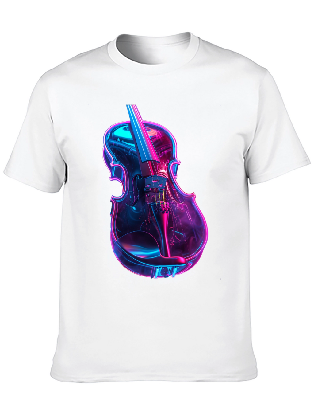 Neon Violin Graphic T-Shirt