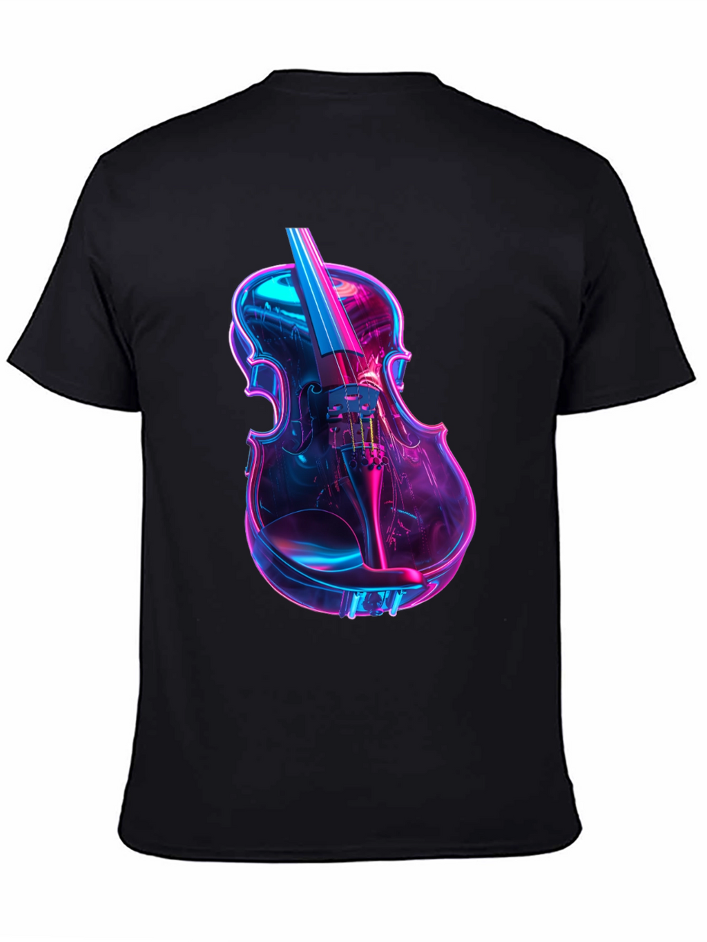 Neon Violin Graphic T-Shirt