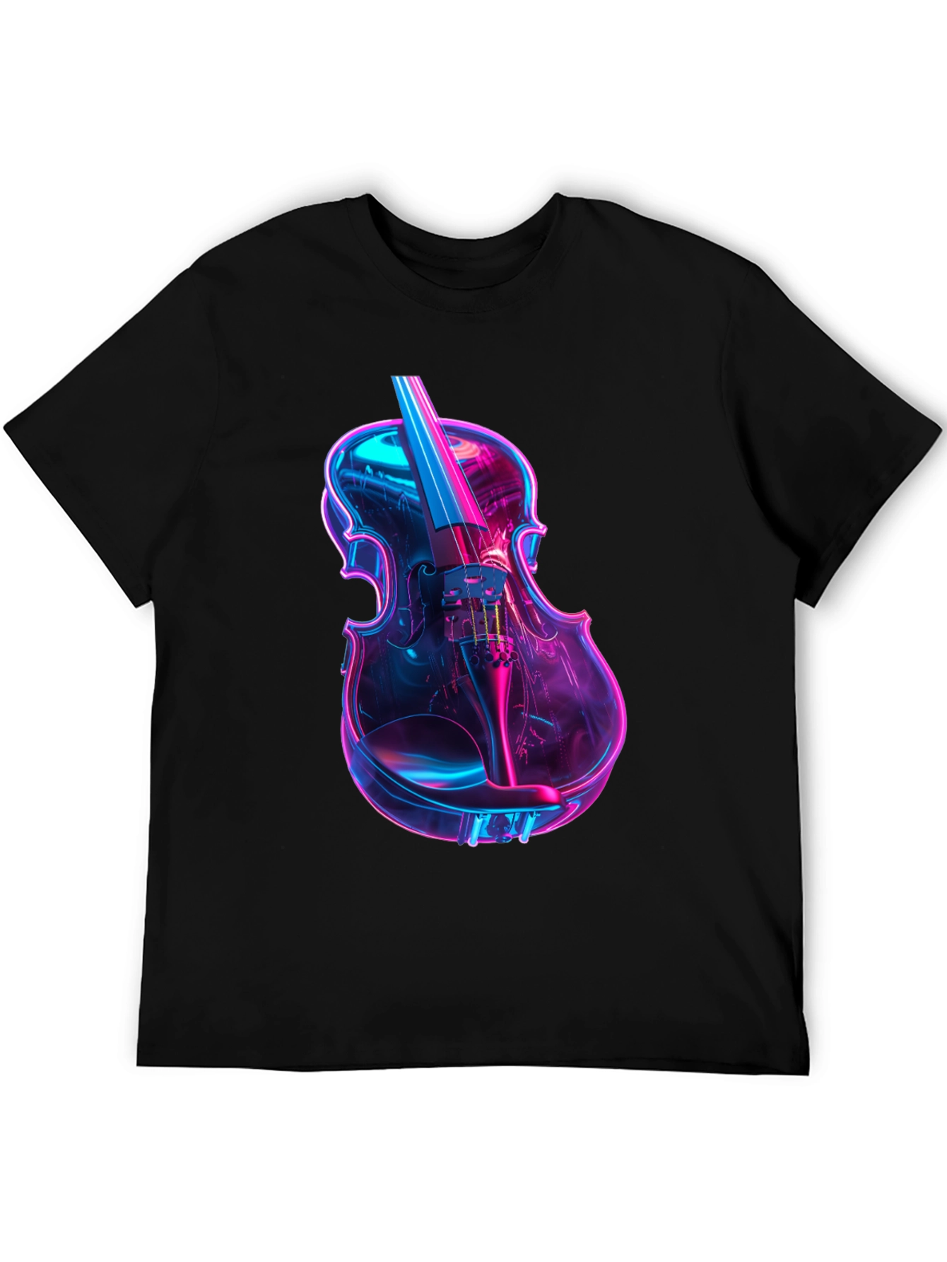 Neon Violin Graphic T-Shirt