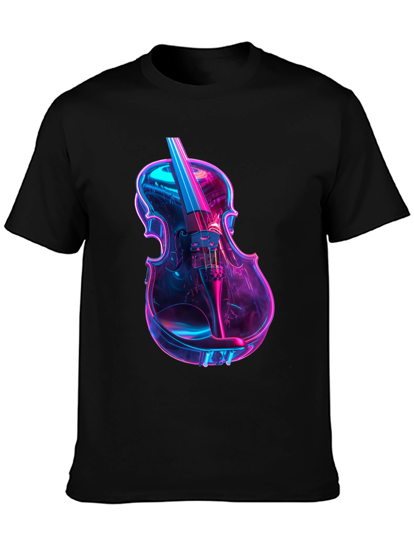 Neon Violin Graphic T-Shirt