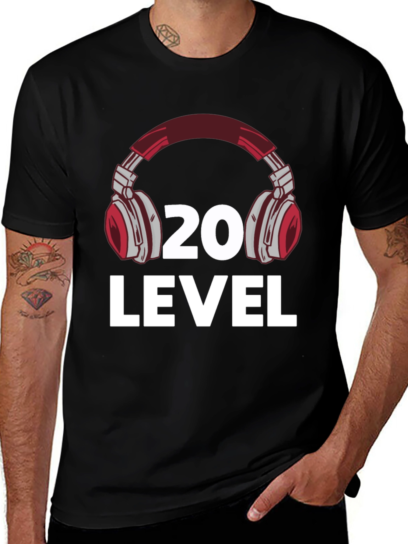 Level 20 Headphone Graphic T-Shirt