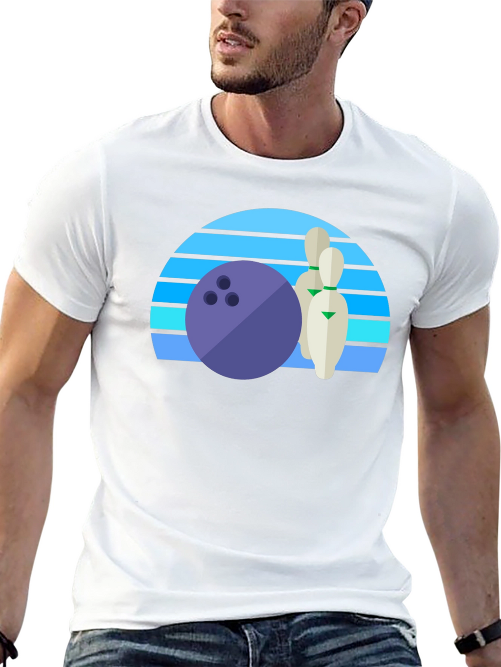 Retro Bowling Ball and Pins Graphic Tee
