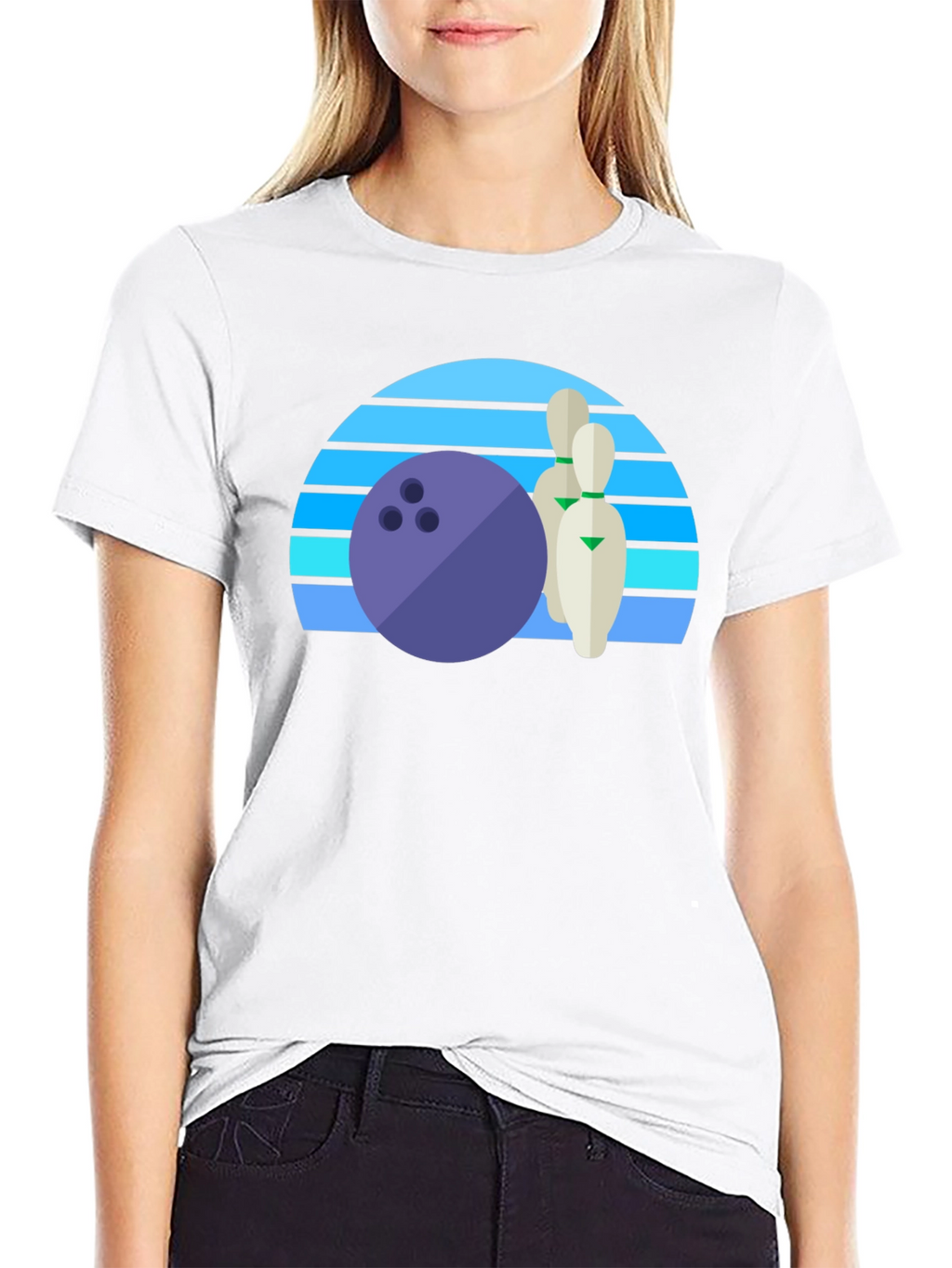 Retro Bowling Ball and Pins Graphic Tee