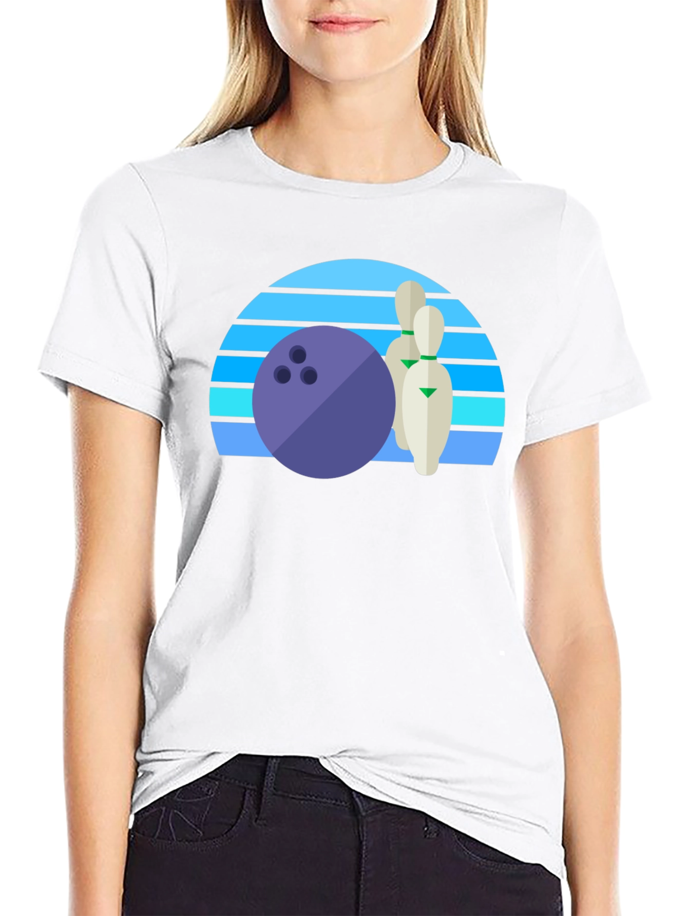 Retro Bowling Ball and Pins Graphic Tee
