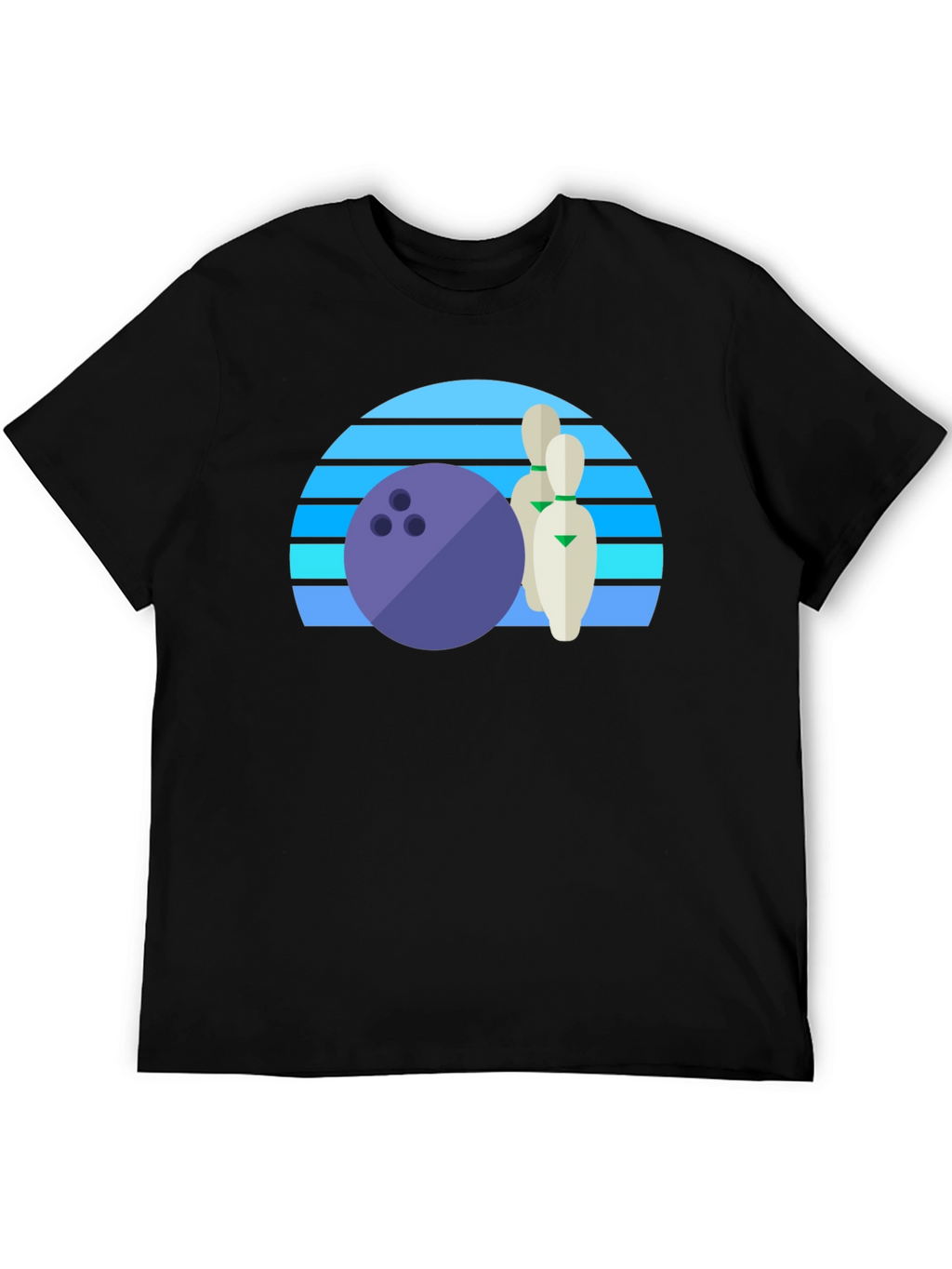 Retro Bowling Ball and Pins Graphic Tee