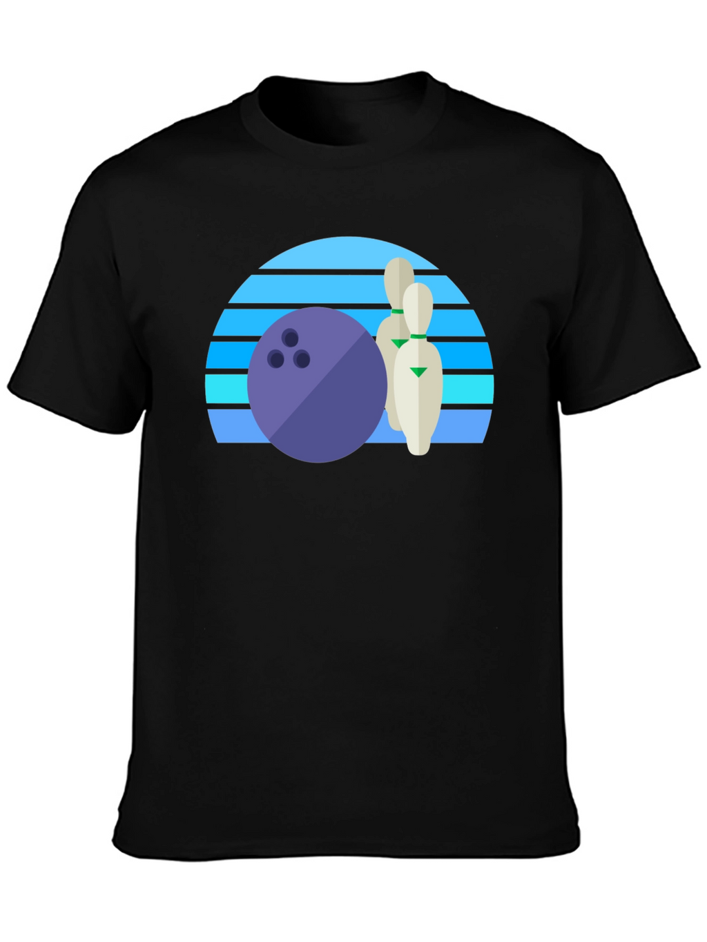 Retro Bowling Ball and Pins Graphic Tee