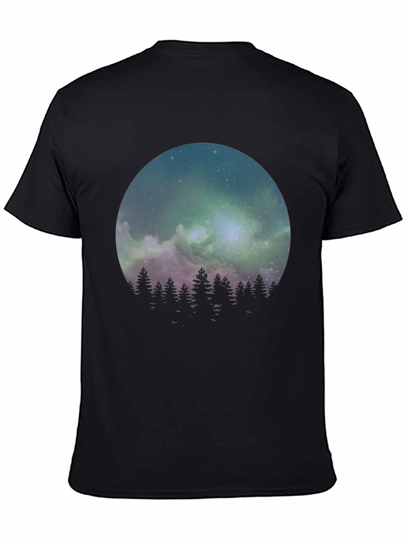 Northern Lights Forest Graphic Tee - Black