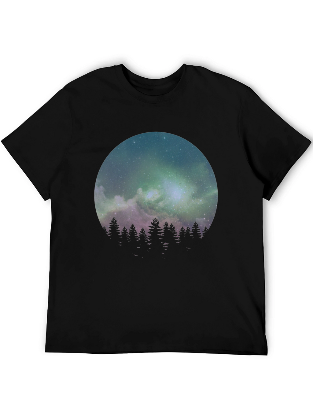 Northern Lights Forest Graphic Tee - Black