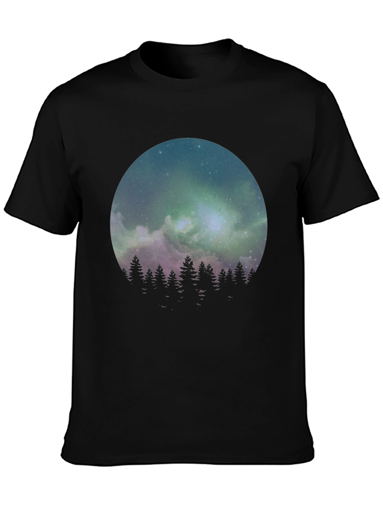 Northern Lights Forest Graphic Tee - Black