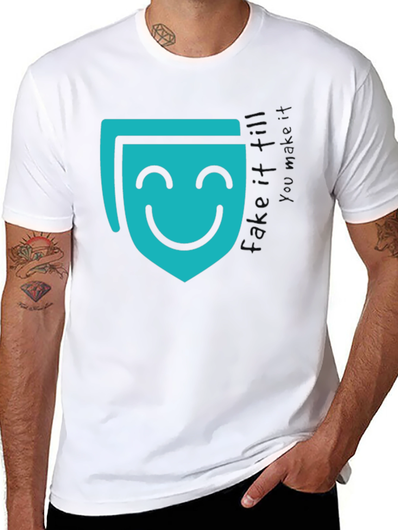 Smiling Mask Graphic Black T-Shirt
