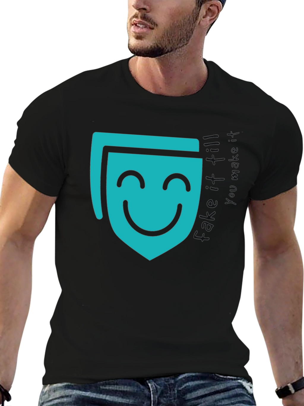 Smiling Mask Graphic Black T-Shirt