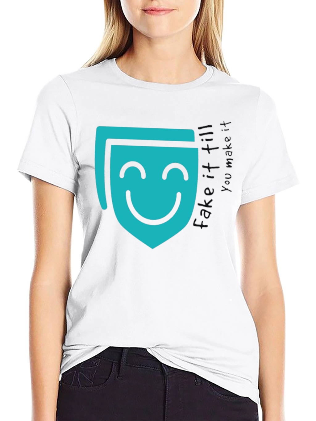 Smiling Mask Graphic Black T-Shirt