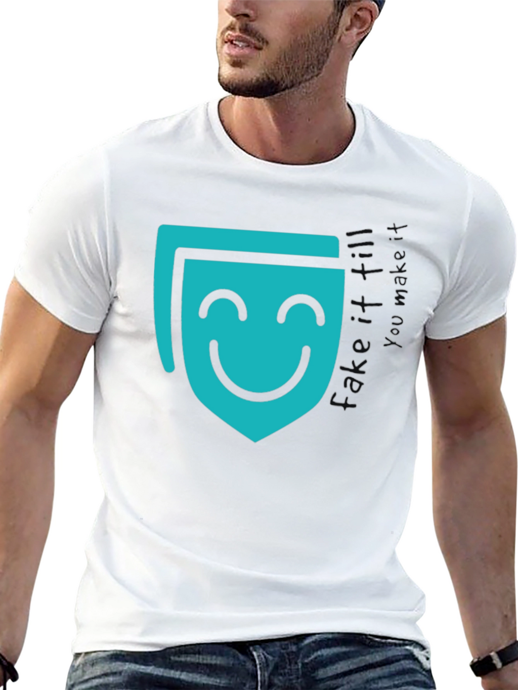 Smiling Mask Graphic Black T-Shirt