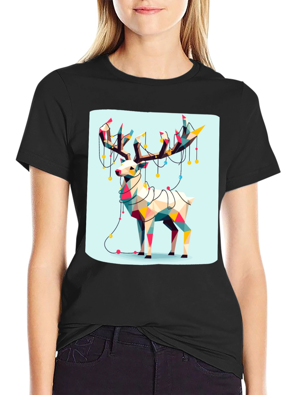 Geometric Reindeer Christmas T-Shirt