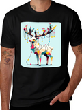 Geometric Reindeer Christmas T-Shirt