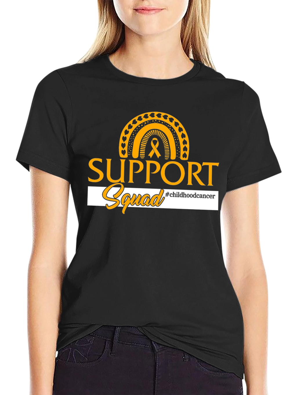 Childhood Cancer Awareness Support Squad Black T-Shirt