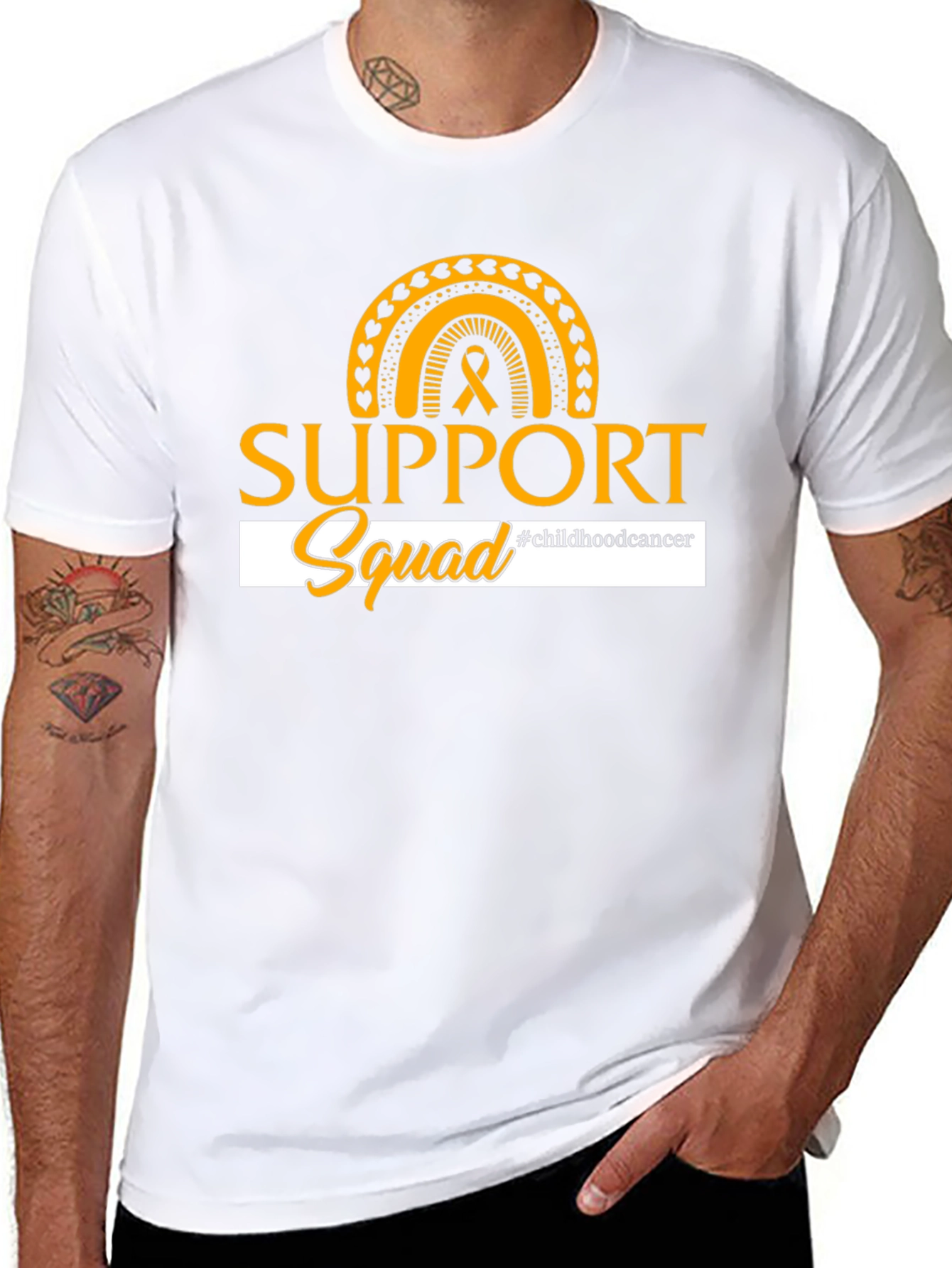 Childhood Cancer Awareness Support Squad Black T-Shirt