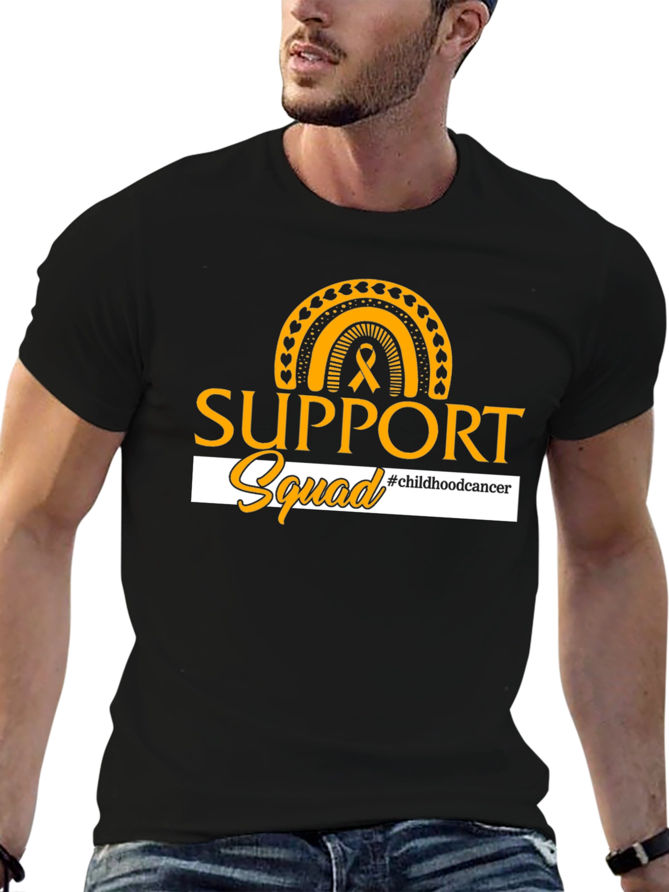 Childhood Cancer Awareness Support Squad Black T-Shirt