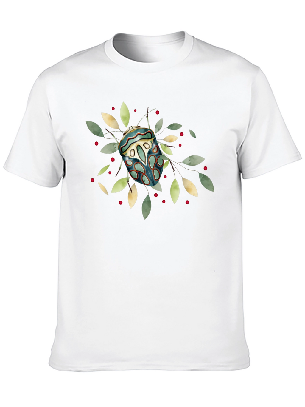 Artistic Bug Print Black T-Shirt