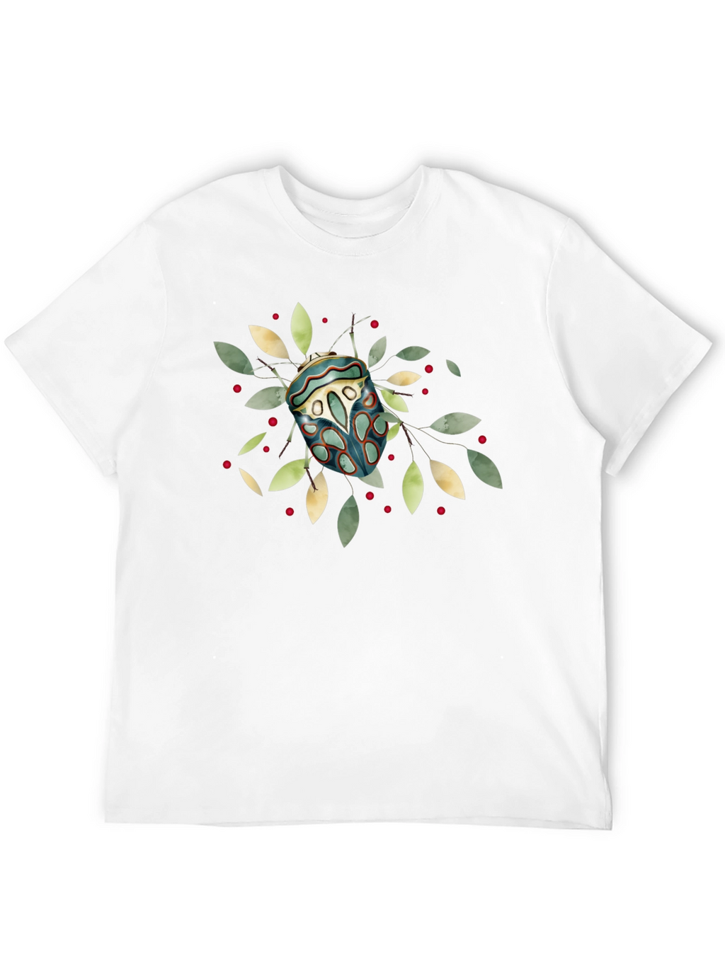 Artistic Bug Print Black T-Shirt