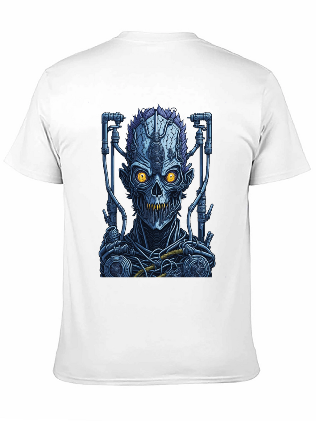 Cyberpunk Skull Graphic T-Shirt - Robot Zombie Design