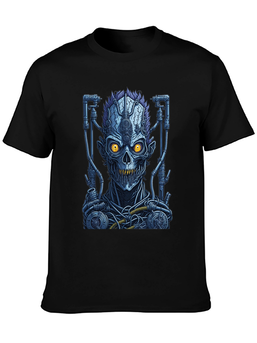 Cyberpunk Skull Graphic T-Shirt - Robot Zombie Design