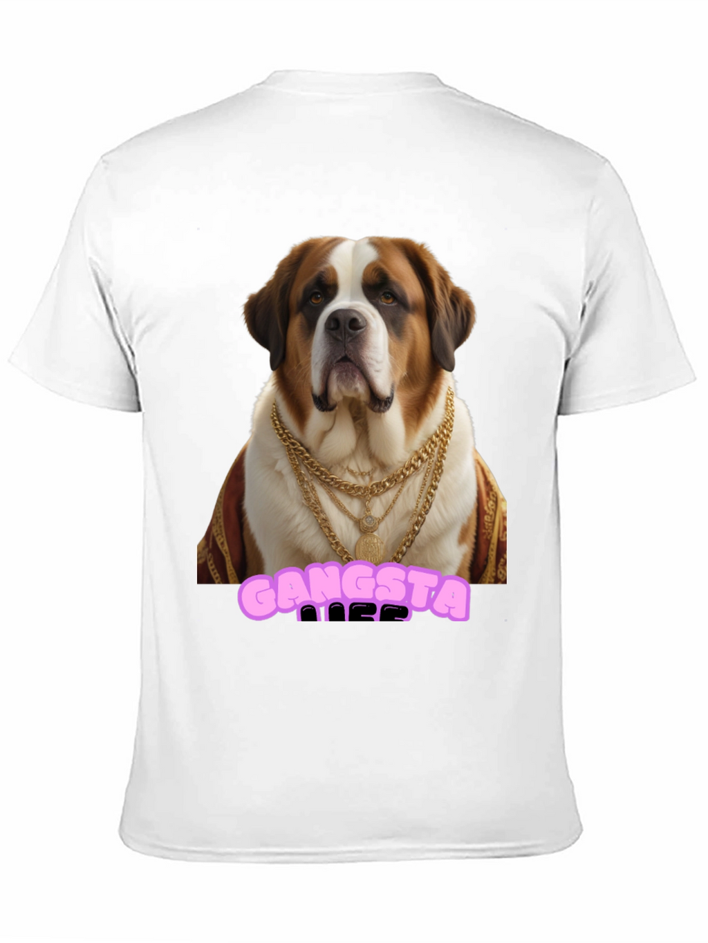 Gangsta Dog T-Shirt - Saint Bernard in Gold Chains