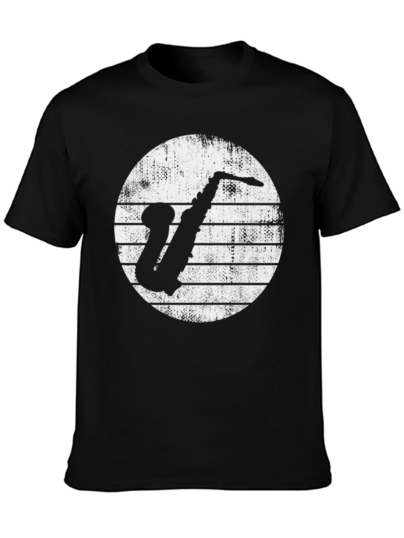Saxophone Graphic Tee - Vintage Style Black T-Shirt
