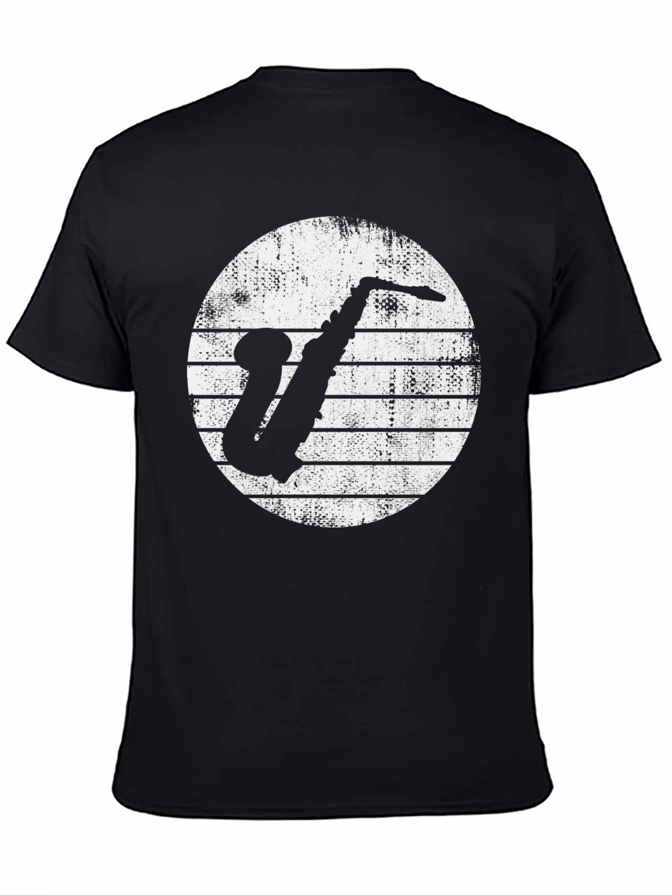 Saxophone Graphic Tee - Vintage Style Black T-Shirt