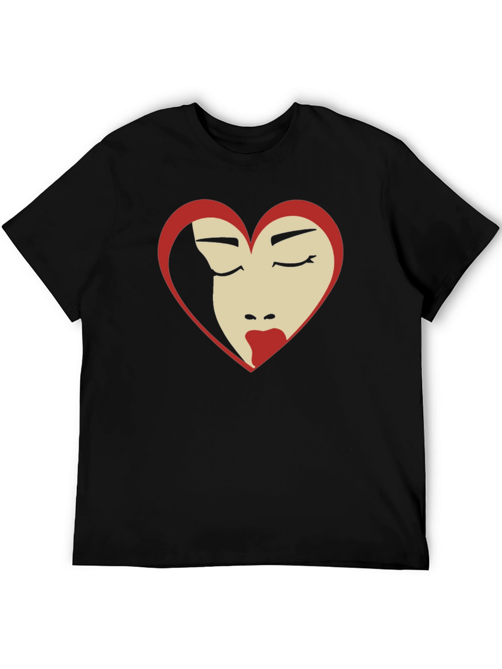 Heart Face Graphic Tee - Black T-Shirt