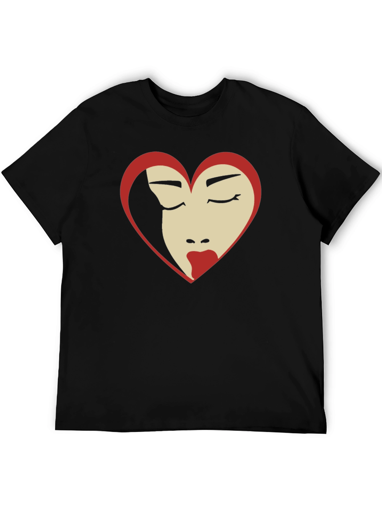Heart Face Graphic Tee - Black T-Shirt