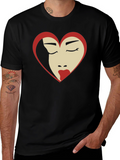 Heart Face Graphic Tee - Black T-Shirt