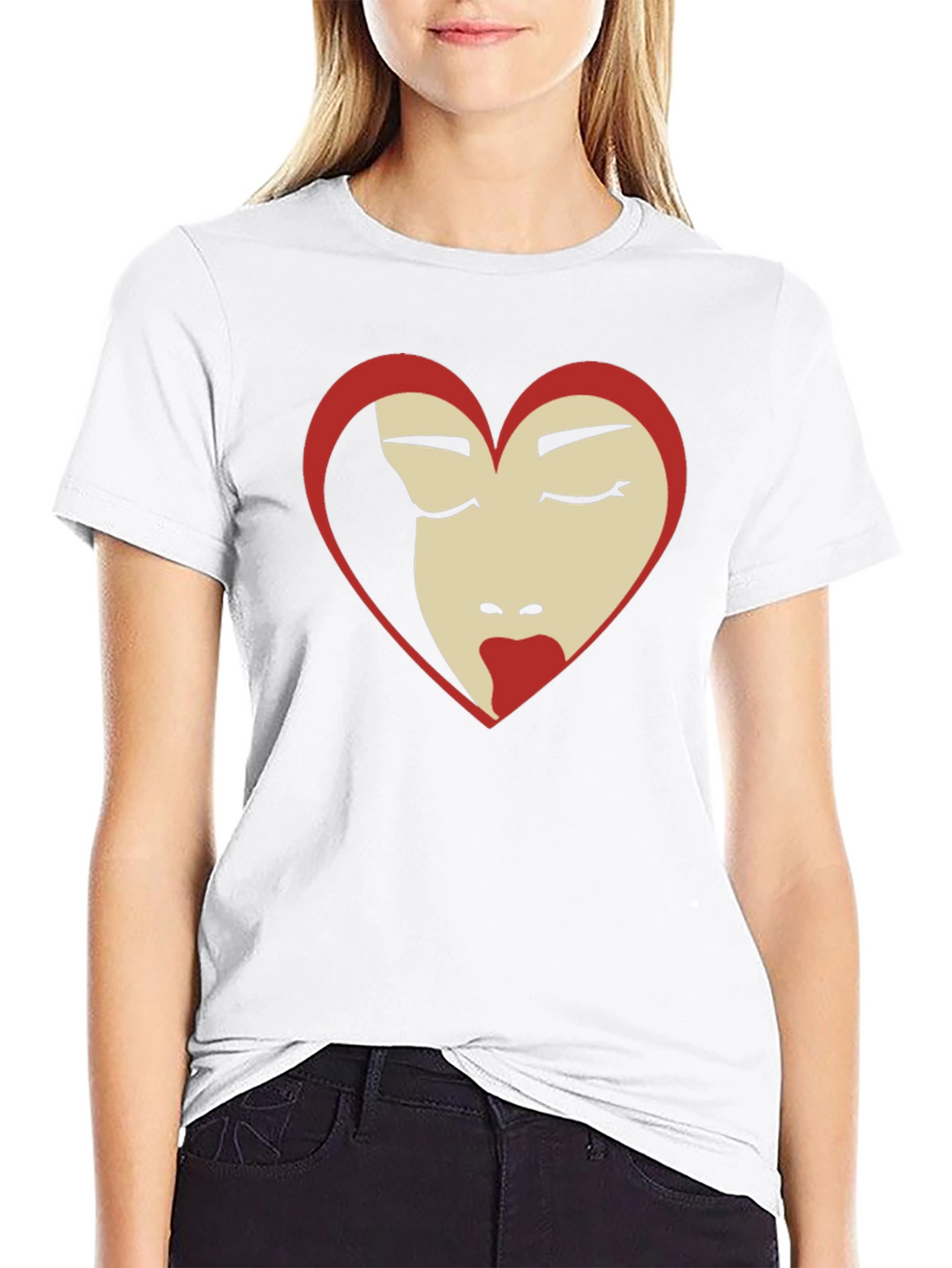 Heart Face Graphic Tee - Black T-Shirt