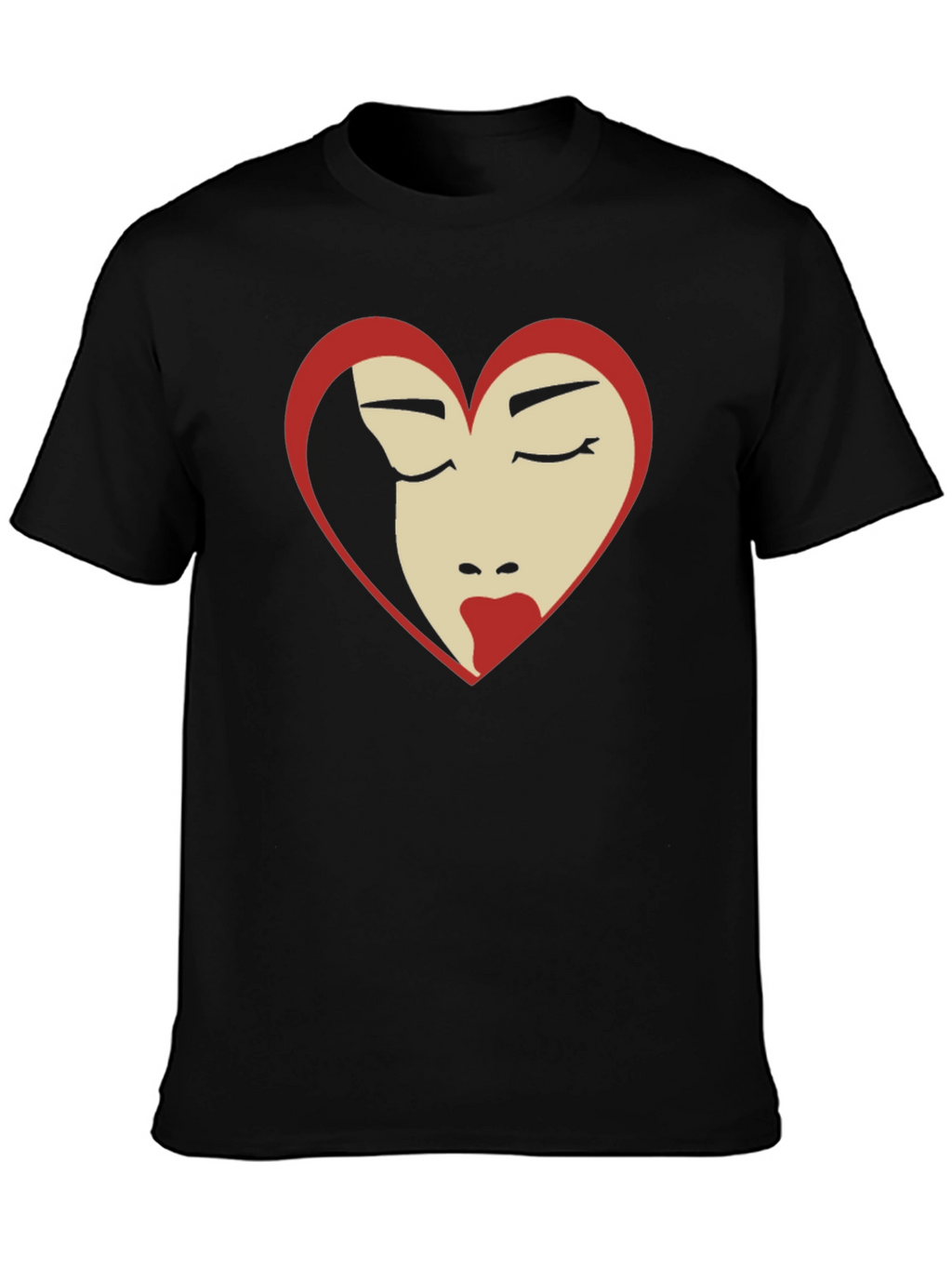 Heart Face Graphic Tee - Black T-Shirt