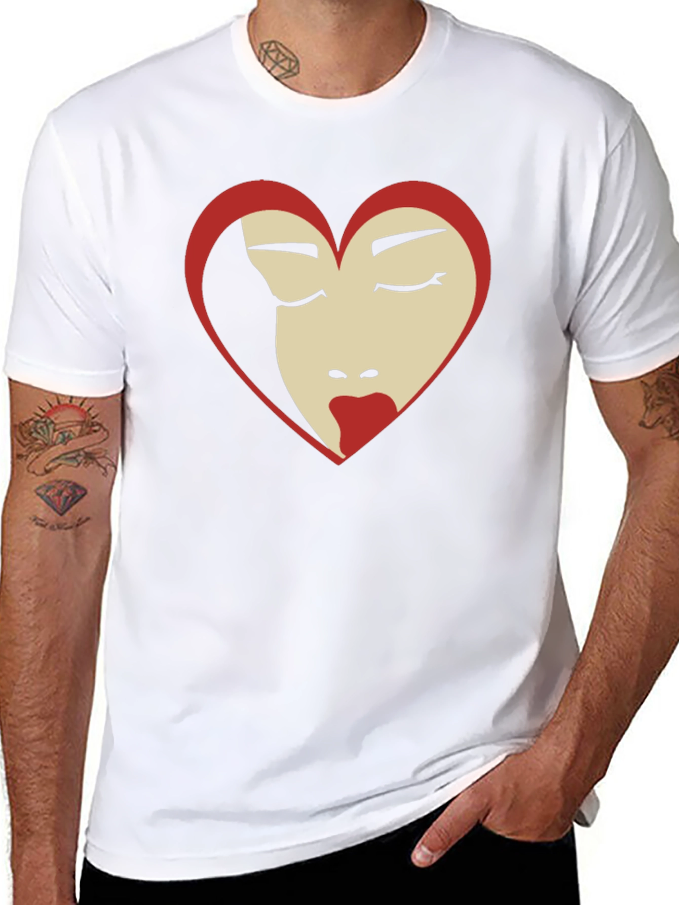 Heart Face Graphic Tee - Black T-Shirt