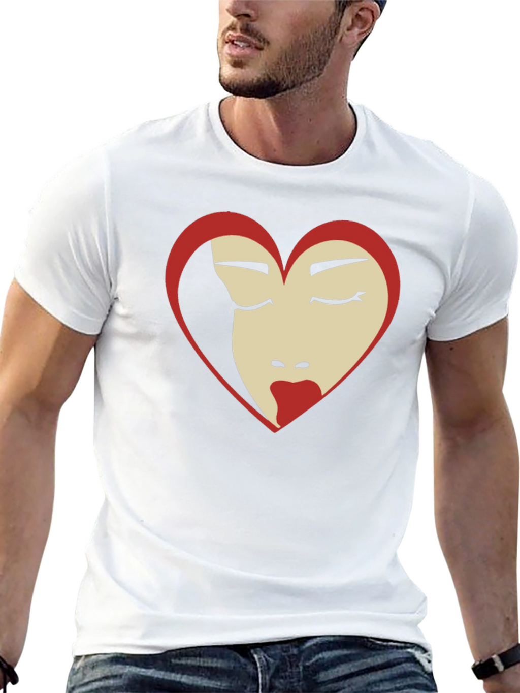 Heart Face Graphic Tee - Black T-Shirt