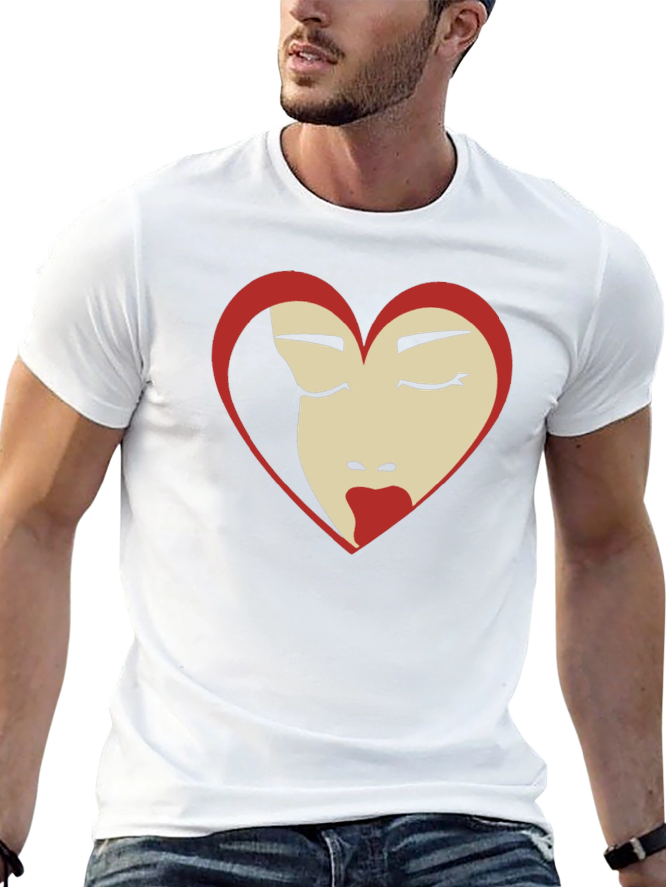 Heart Face Graphic Tee - Black T-Shirt