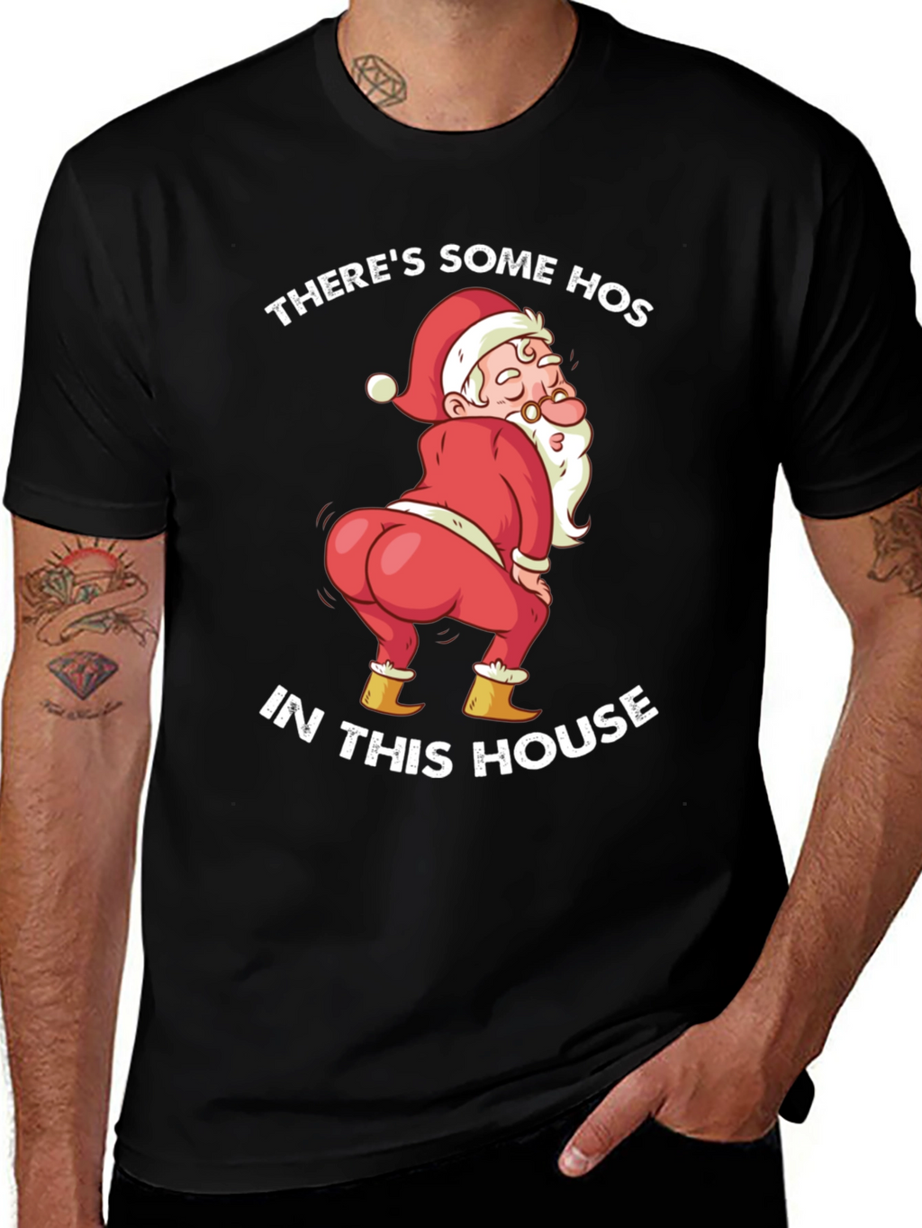 Funny Santa Twerk Black Graphic Tee