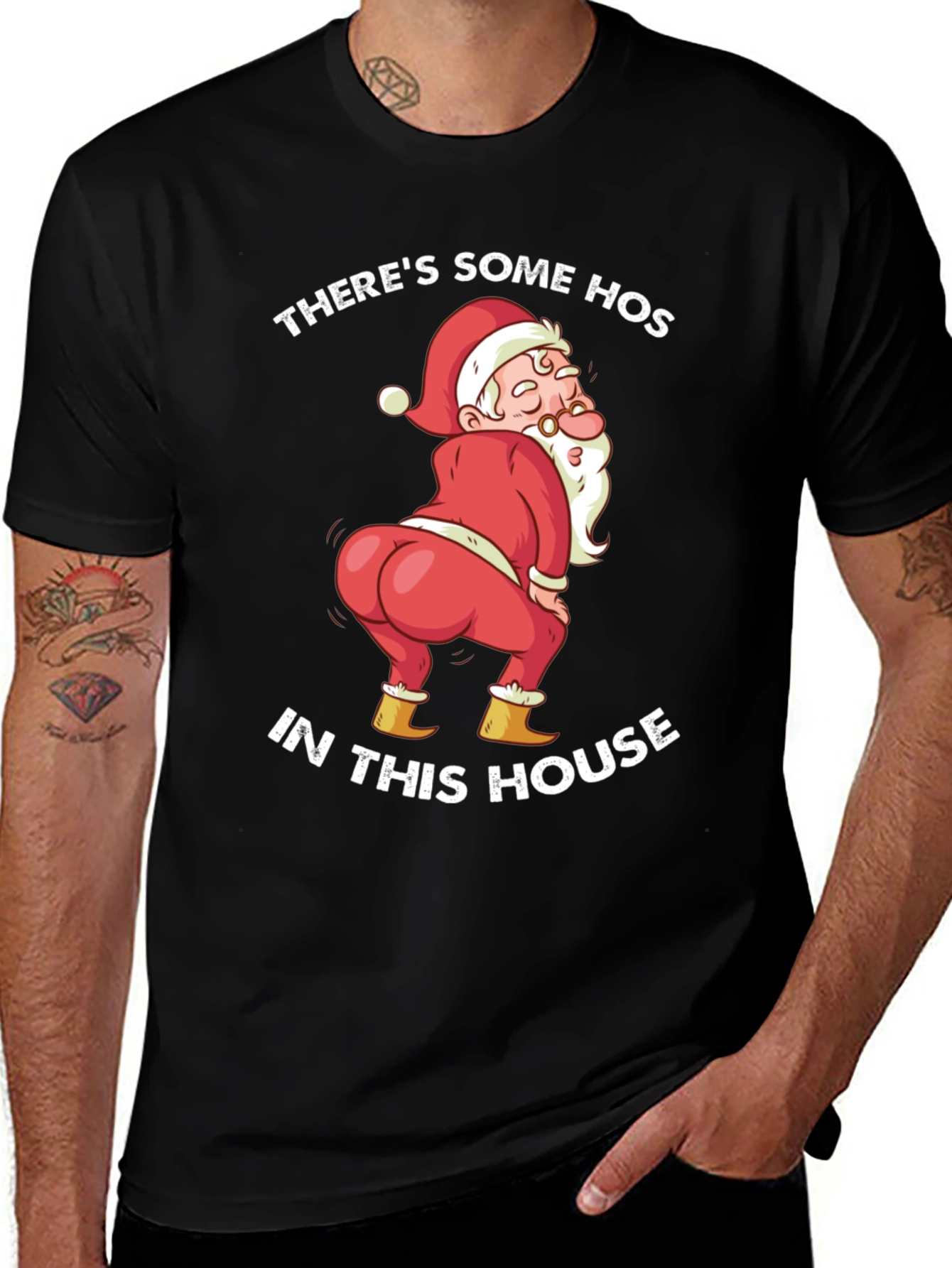 Funny Santa Twerk Black Graphic Tee
