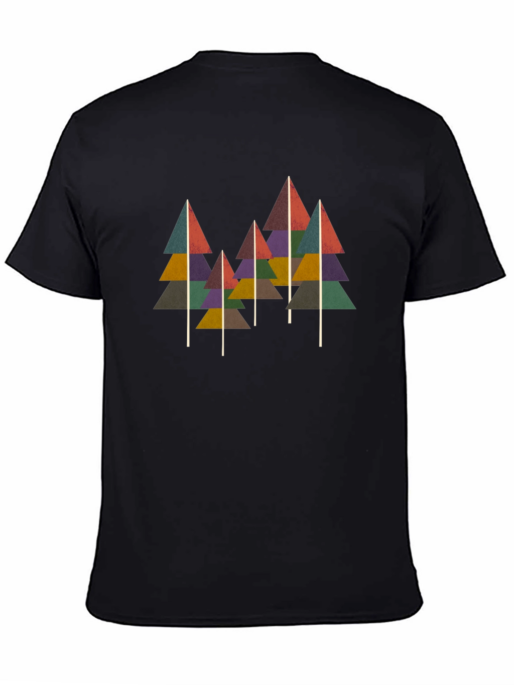 Geometric Tree Print Black T-Shirt