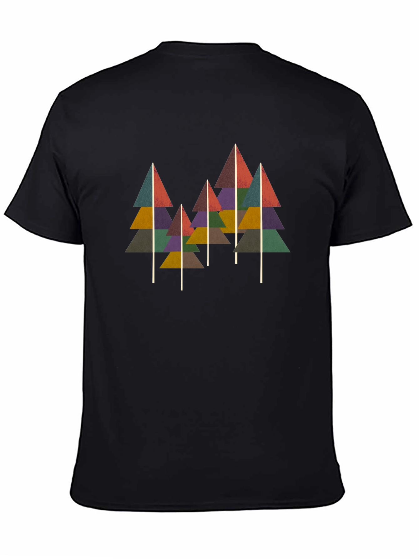 Geometric Tree Print Black T-Shirt
