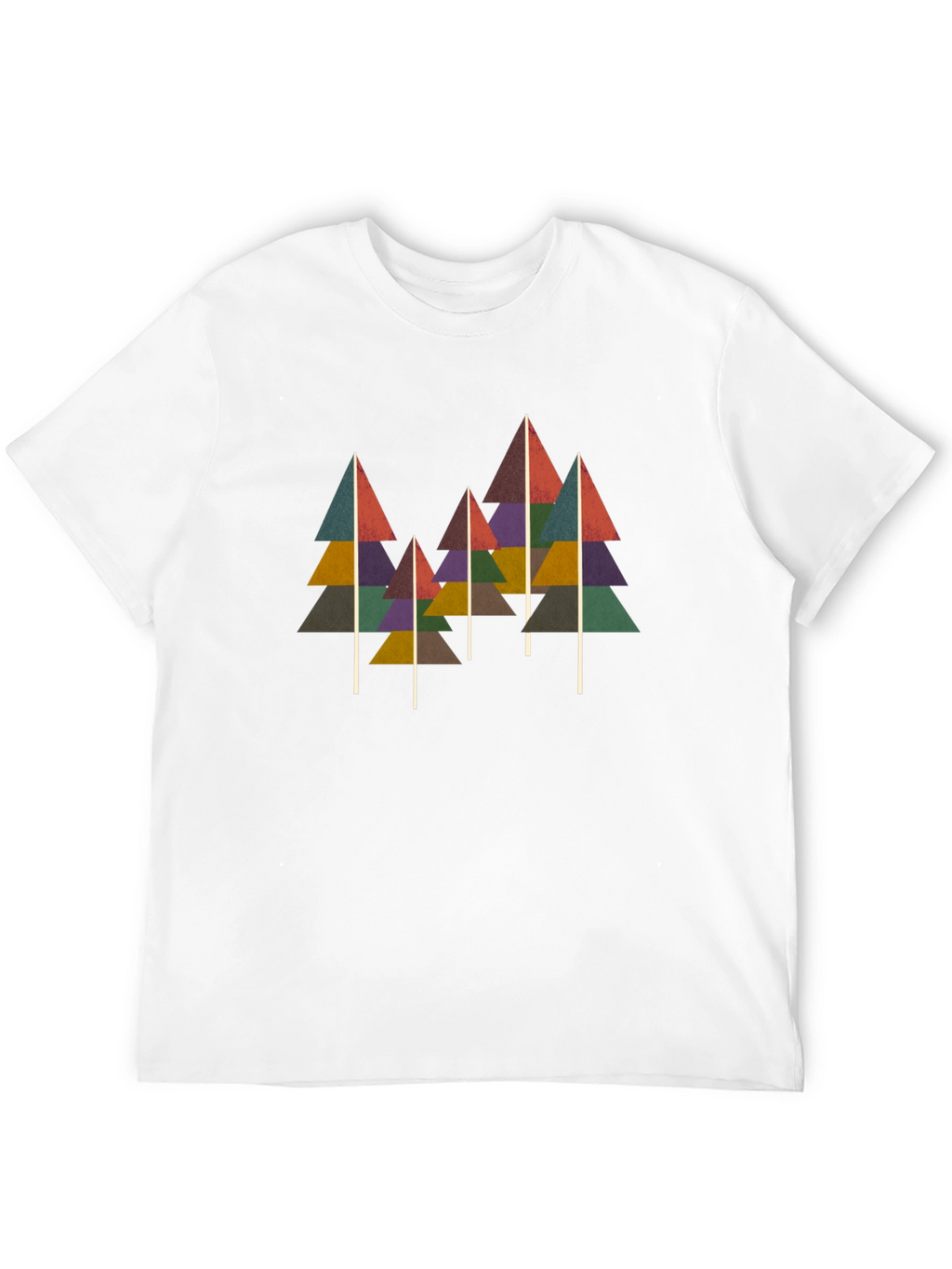 Geometric Tree Print Black T-Shirt