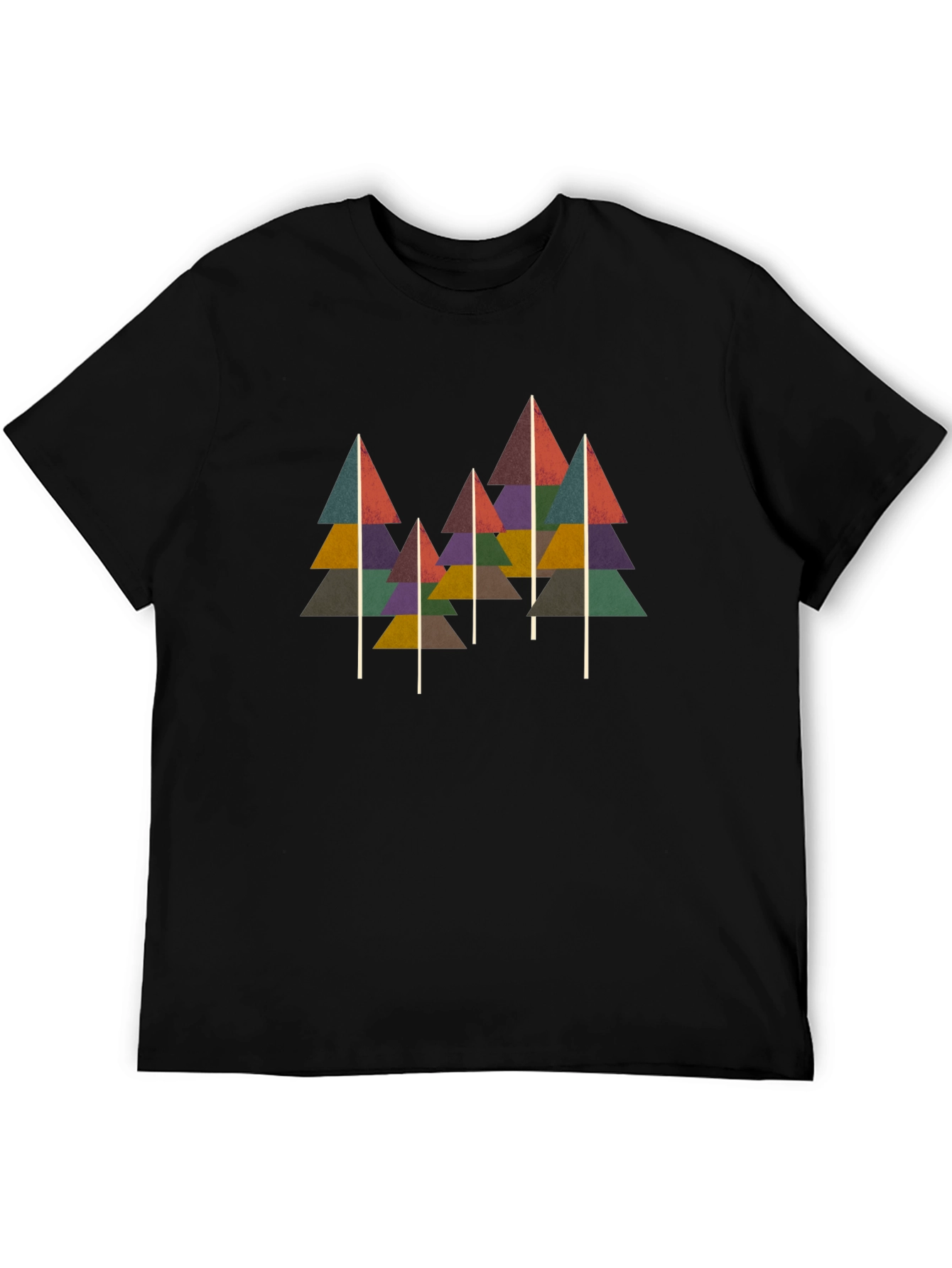 Geometric Tree Print Black T-Shirt