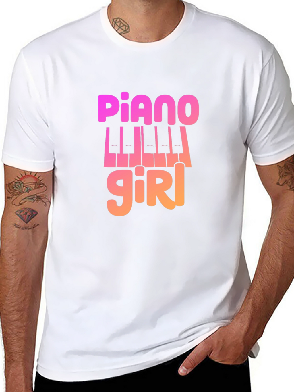 Piano Girl Graphic Tee - Music Lovers T-Shirt