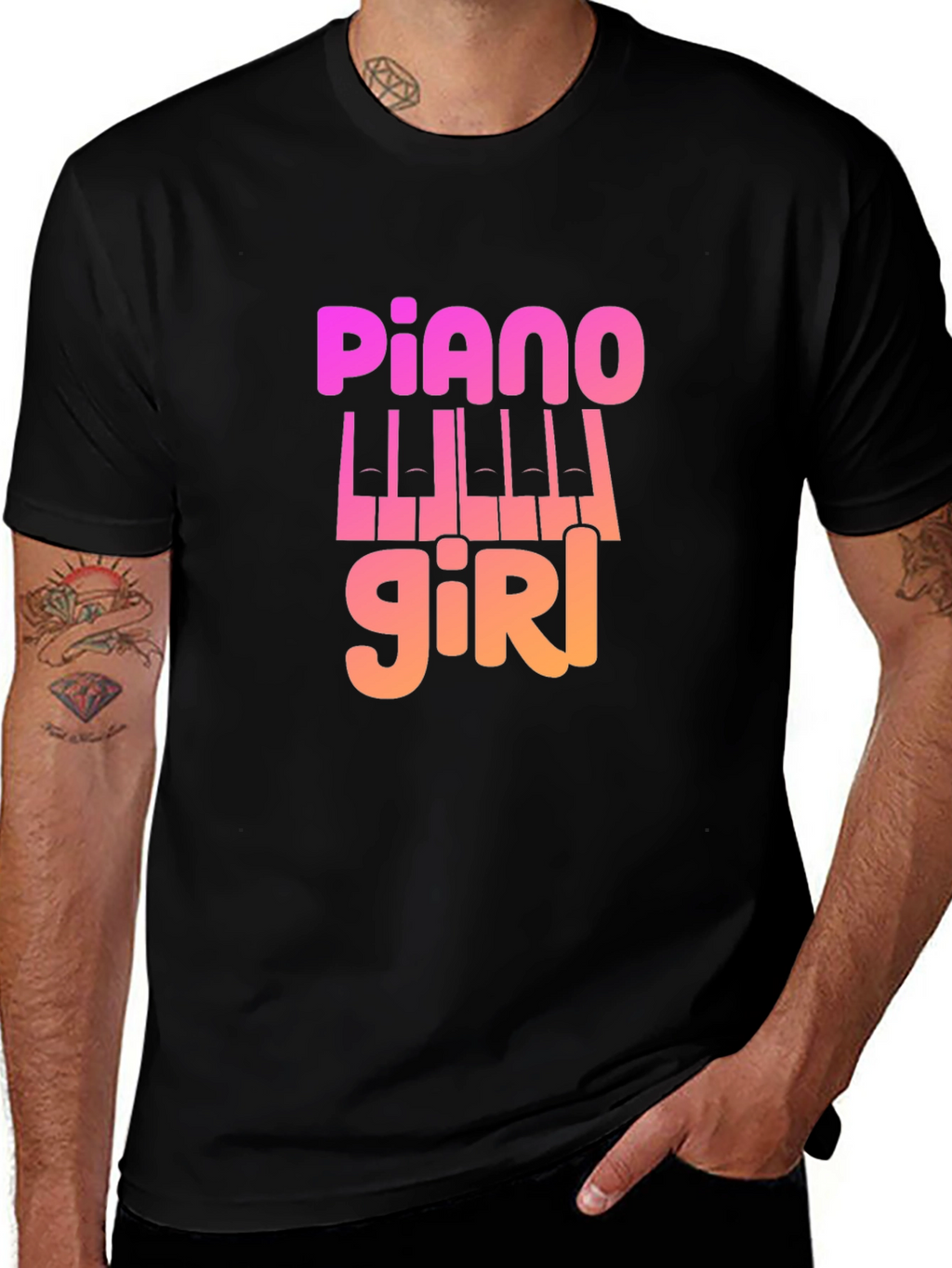Piano Girl Graphic Tee - Music Lovers T-Shirt