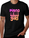 Piano Girl Graphic Tee - Music Lovers T-Shirt