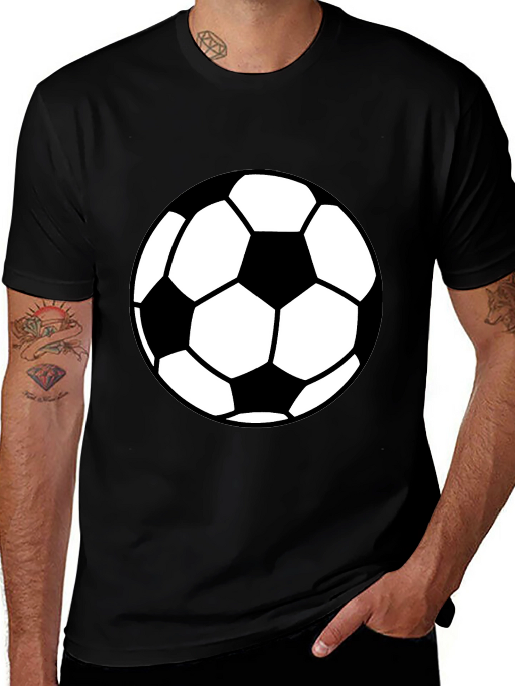Soccer Ball Graphic Tee - Black Casual T-Shirt