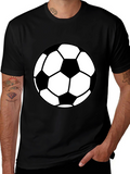 Soccer Ball Graphic Tee - Black Casual T-Shirt