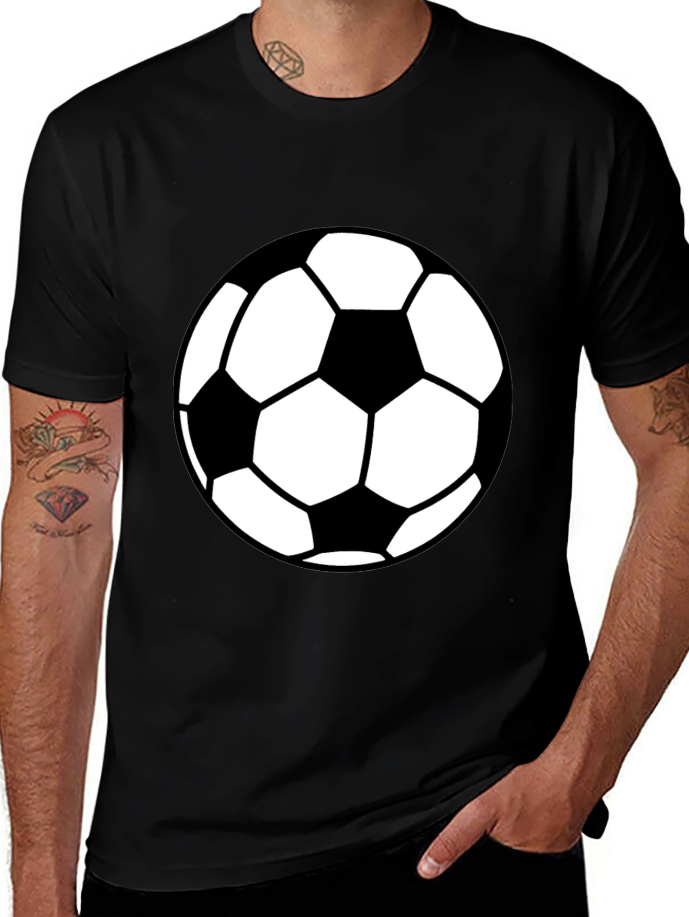 Soccer Ball Graphic Tee - Black Casual T-Shirt